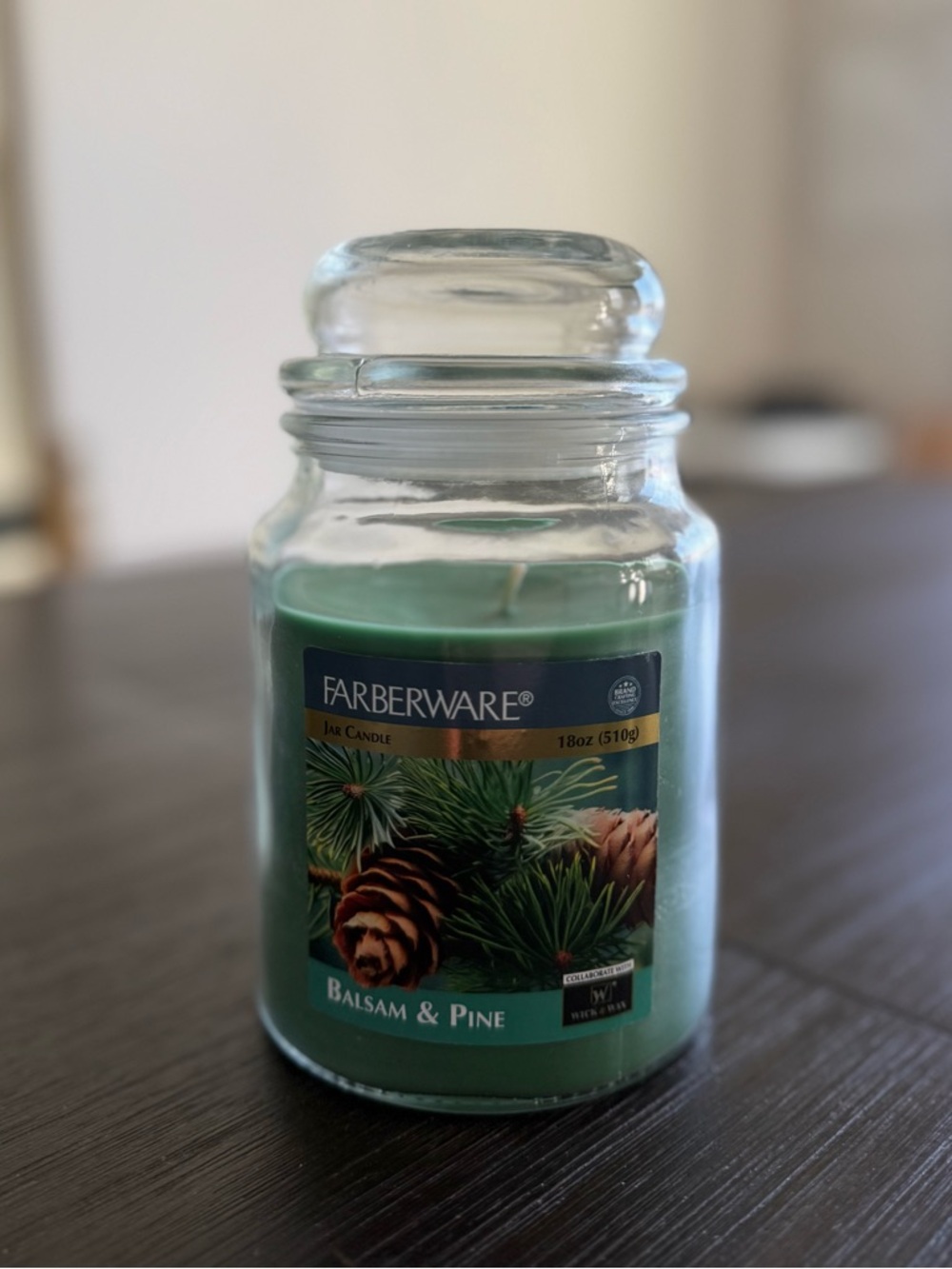 NWT Farberware Green Balsam & Pine Scented Jar Candle